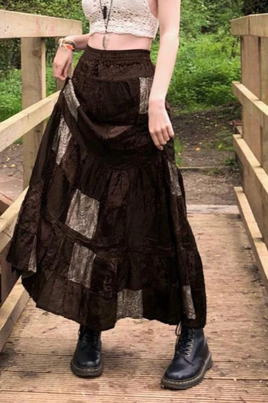 Print Velvet A-Line Skirt - Image 2