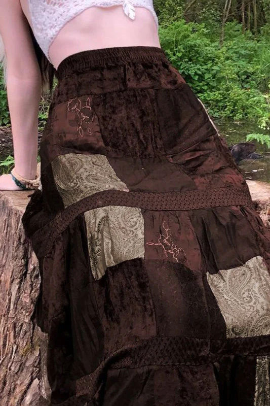 Print Velvet A-Line Skirt - Image 4