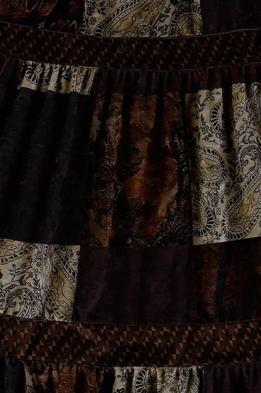 Print Velvet A-Line Skirt - Image 5