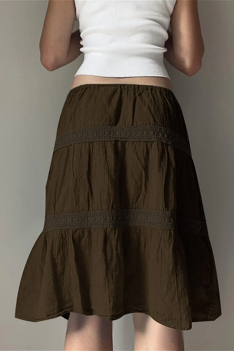 Vintage Brown Pleated A-Line Skirt - Image 3