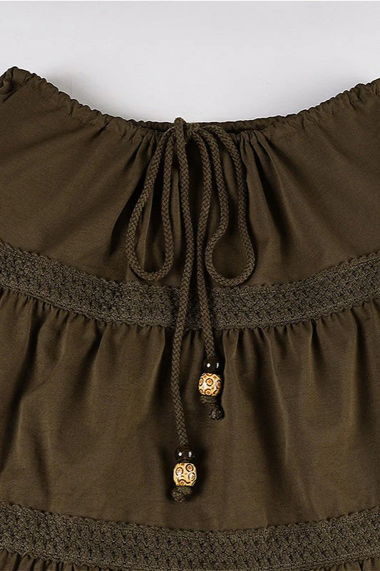 Vintage Brown Pleated A-Line Skirt - Image 4
