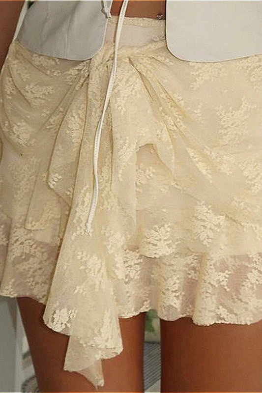 Vintage Lace Low Waist A-Line Skirt - Image 2