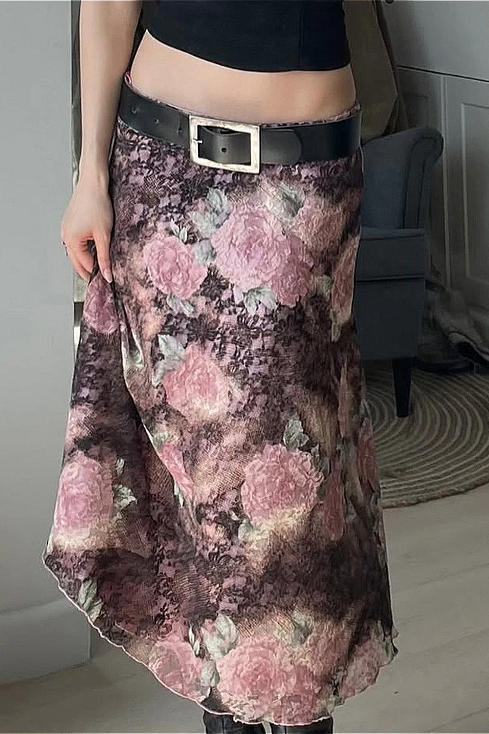 Floral Print Bodycon Maxi Skirt - Image 4