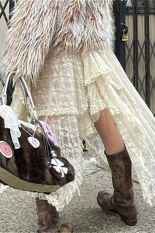 Lace Asymmetrical Maxi Skirt - Image 2