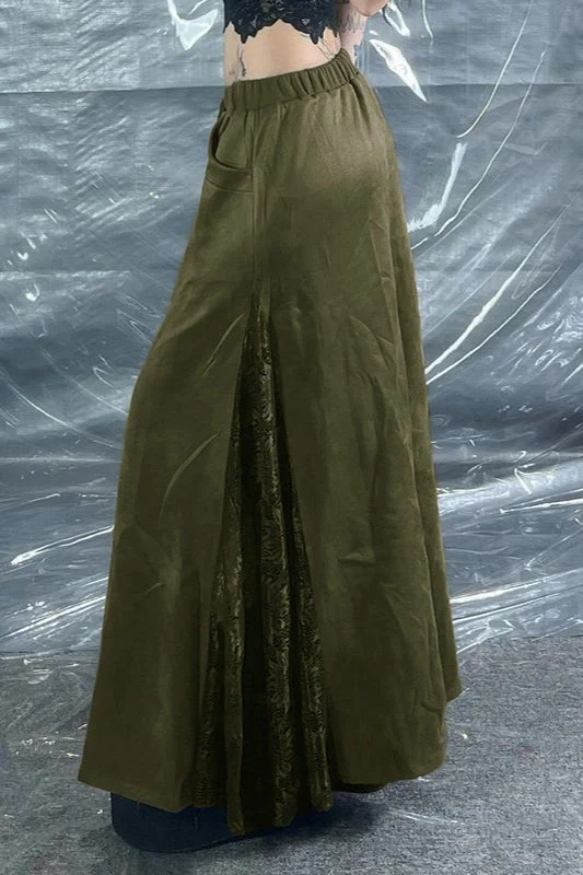 Lace and Zipper Detail High-Waist Maxi Skirt - Image 3