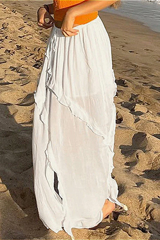 Romantic Ruffle High-Slit Skirt - Image 2