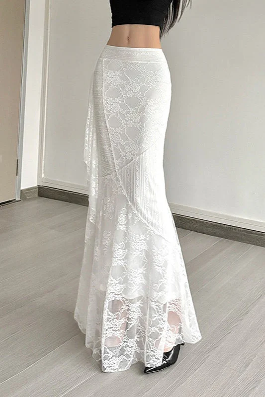 Lace Trim High Waist Bodycon Skirt - Image 2