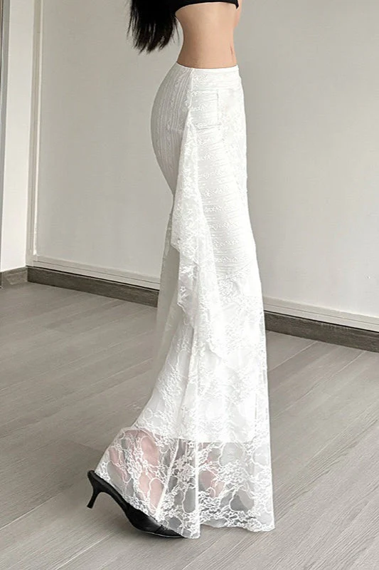 Lace Trim High Waist Bodycon Skirt - Image 3