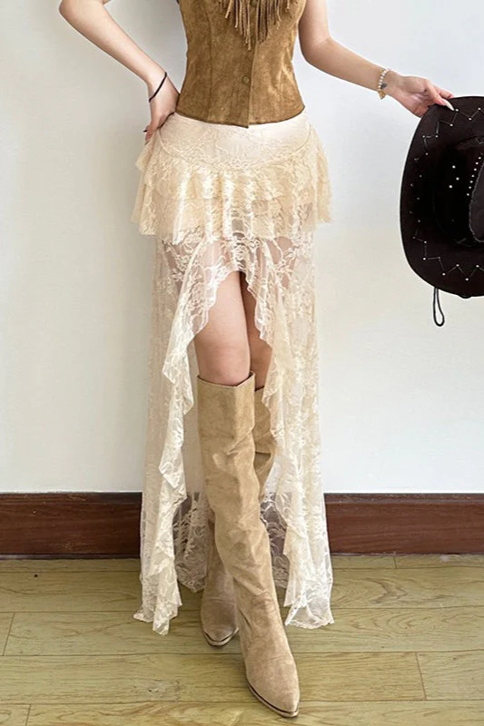 Lace Mesh High Waist Slit Skirt - Image 2