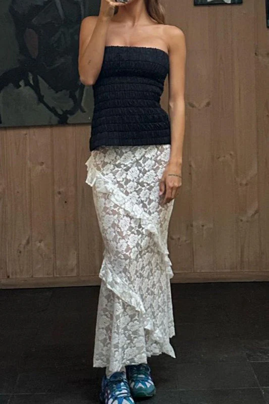 Lace Insert Bodycon Maxi Skirt - Image 2