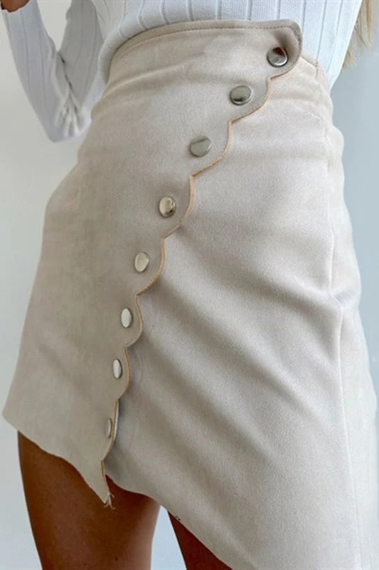 Button Front Velvet Bodycon Skirt - Image 4