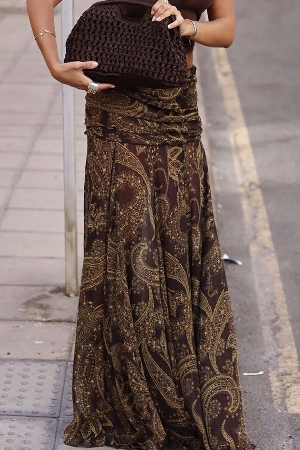 Paisley Print Bodycon Maxi Skirt - Image 2