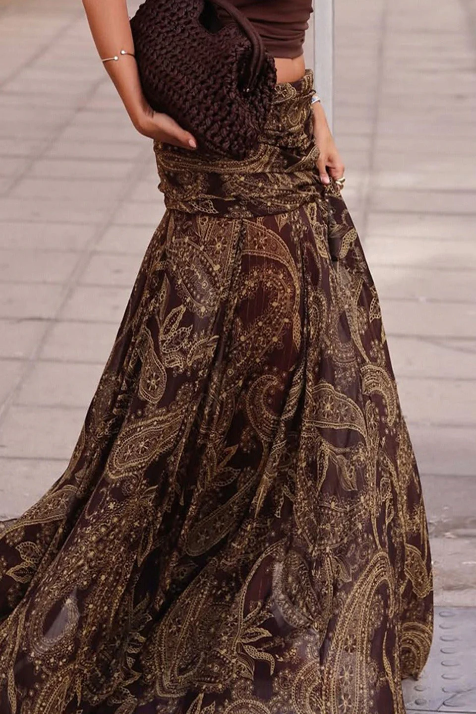 Paisley Print Bodycon Maxi Skirt - Image 3