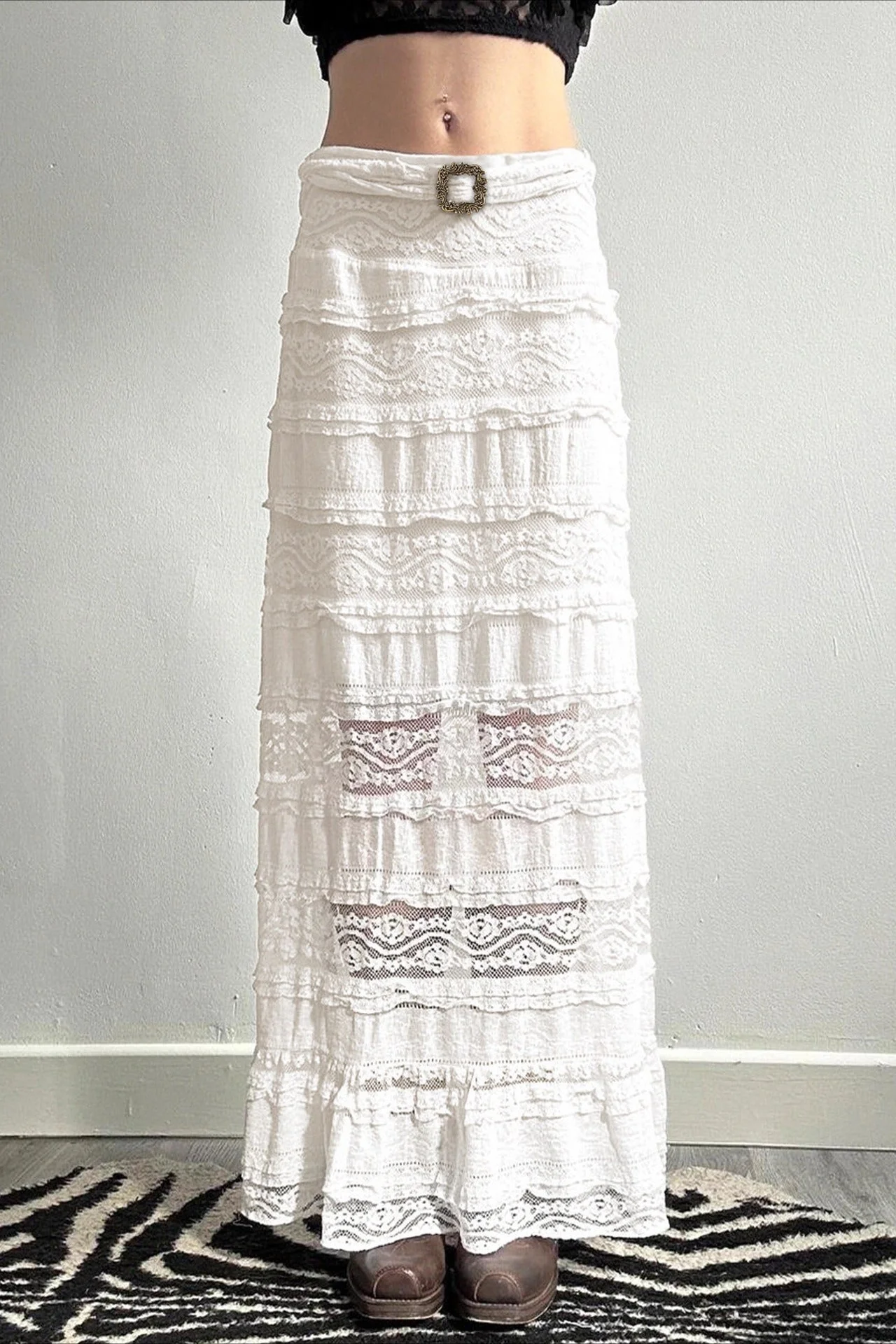 Jacquard Lace Slim Maxi Skirt - Image 2