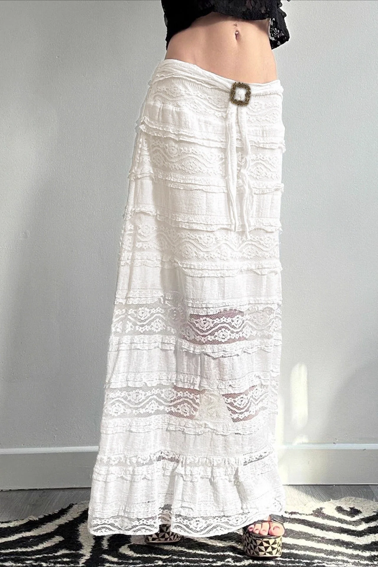 Jacquard Lace Slim Maxi Skirt - Image 3