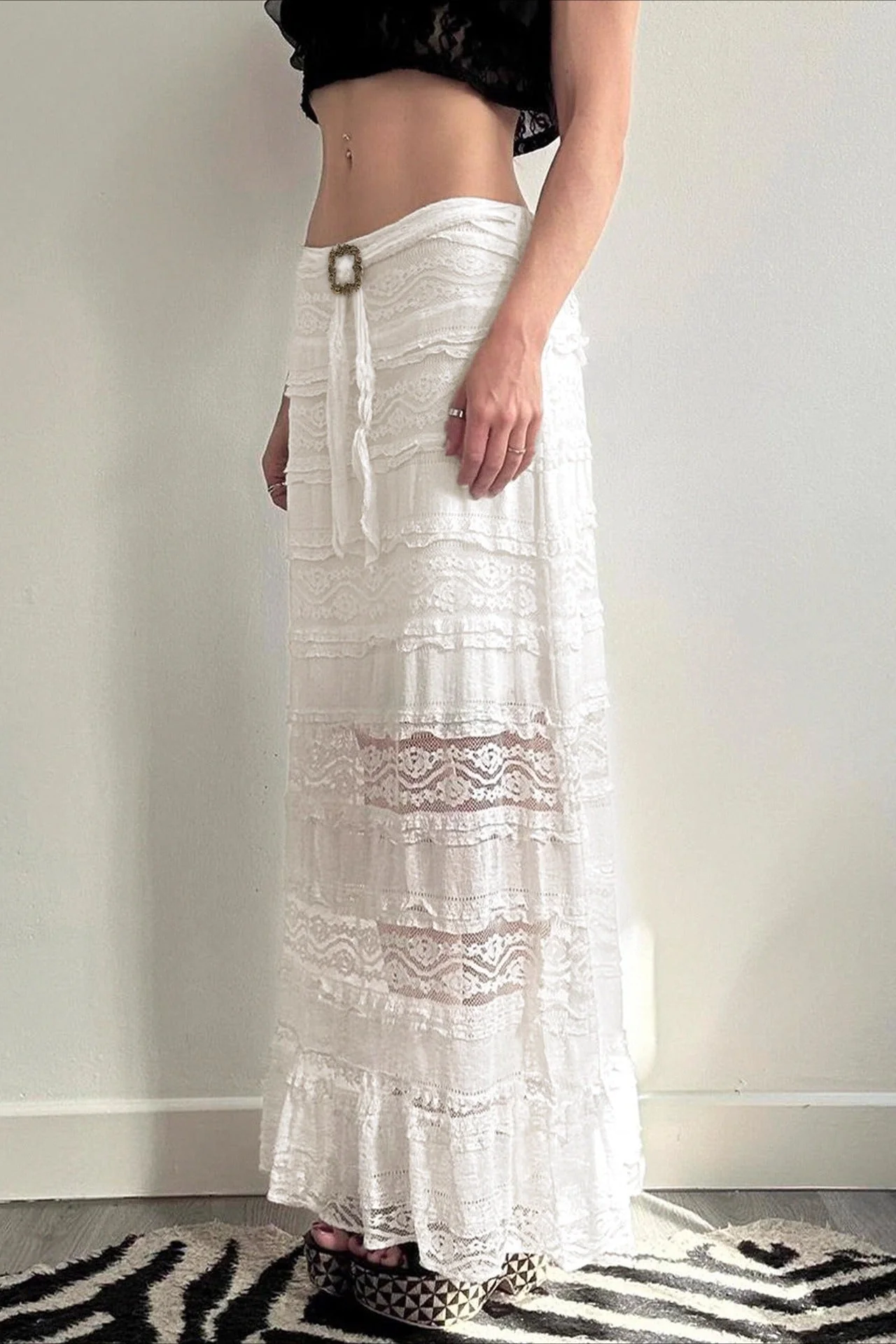 Jacquard Lace Slim Maxi Skirt - Image 4