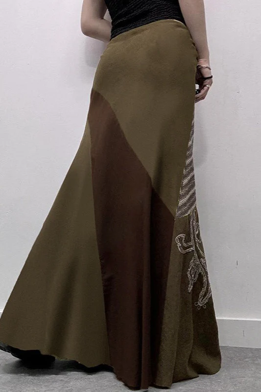 Printed Knit Patchwork Maxi Skirt - Image 2