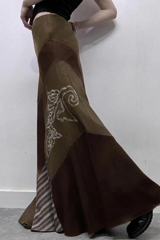 Printed Knit Patchwork Maxi Skirt - Image 3