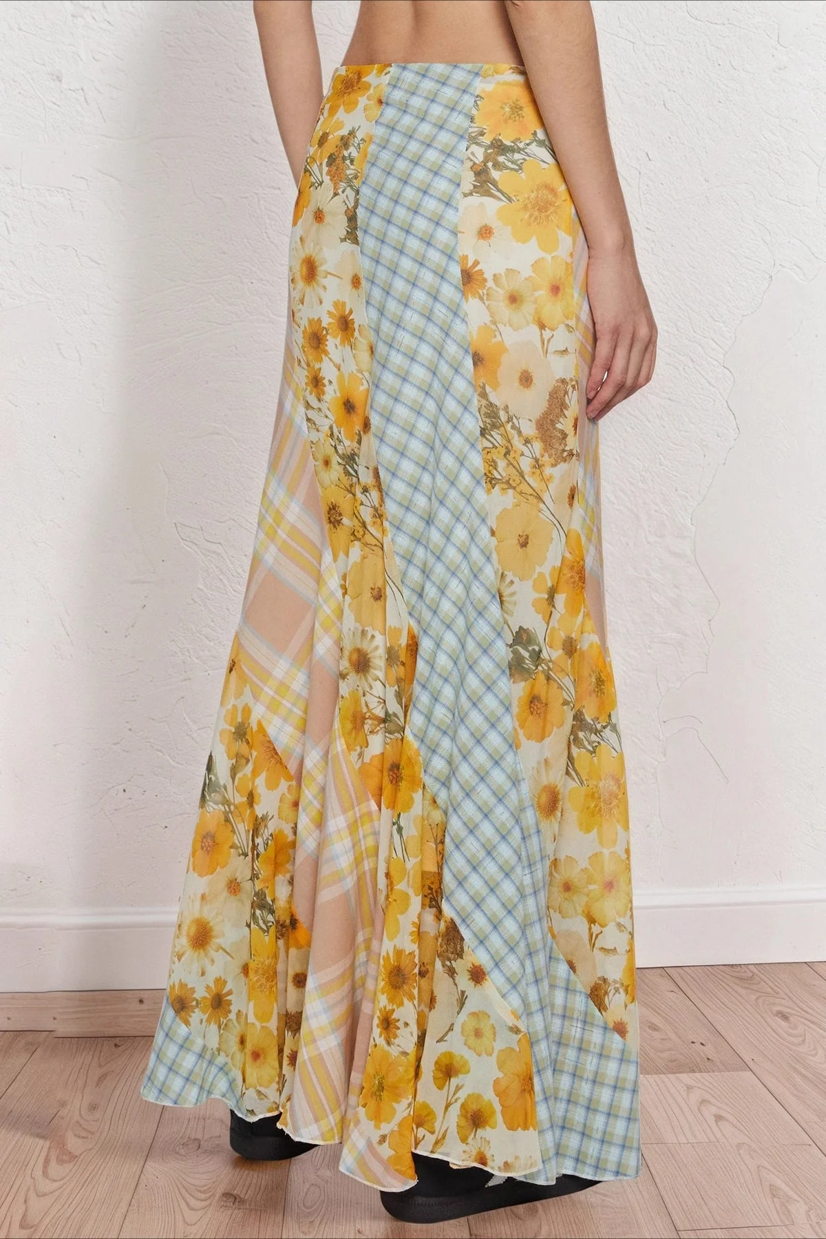 Contrast Floral Panel Straight Skirt - Image 2