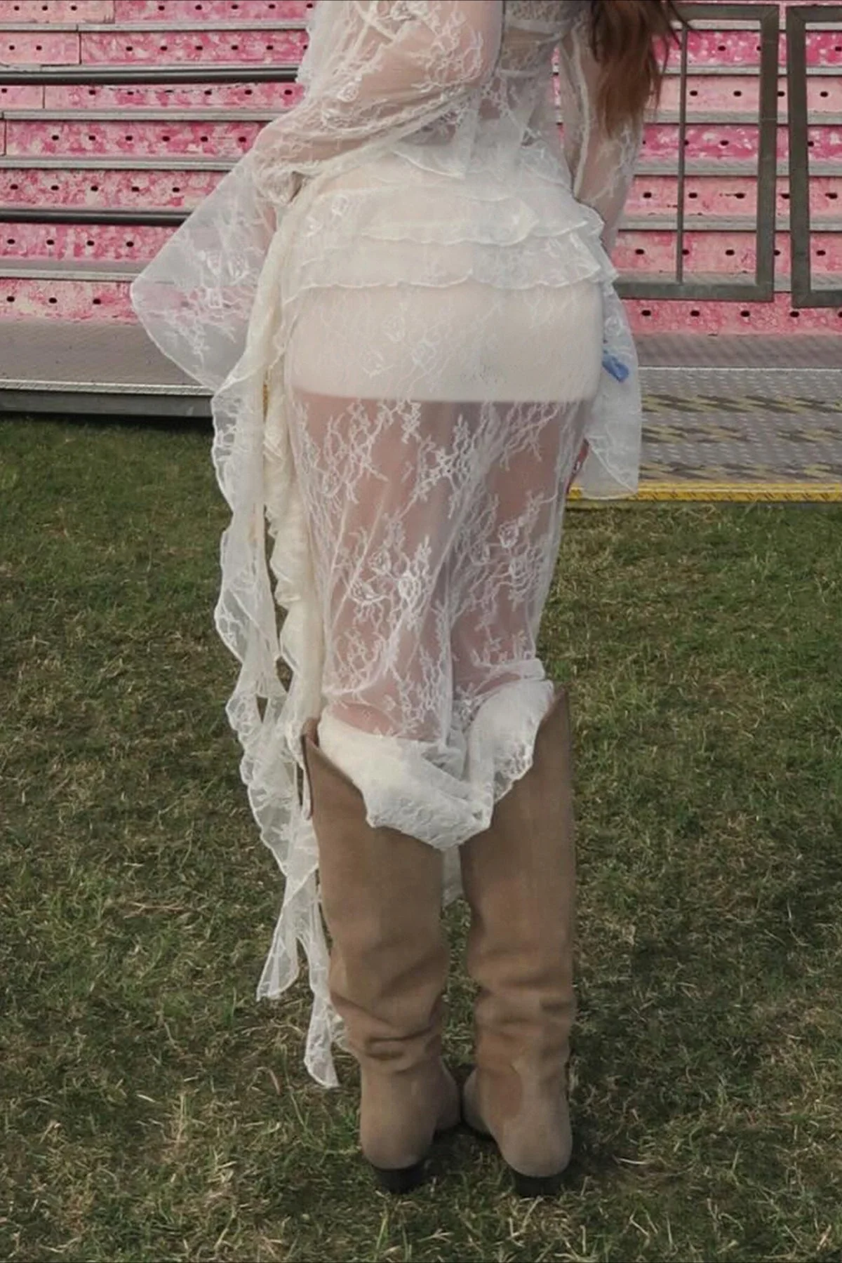 Ruffled Lace Asymmetrical Skirt - Image 3