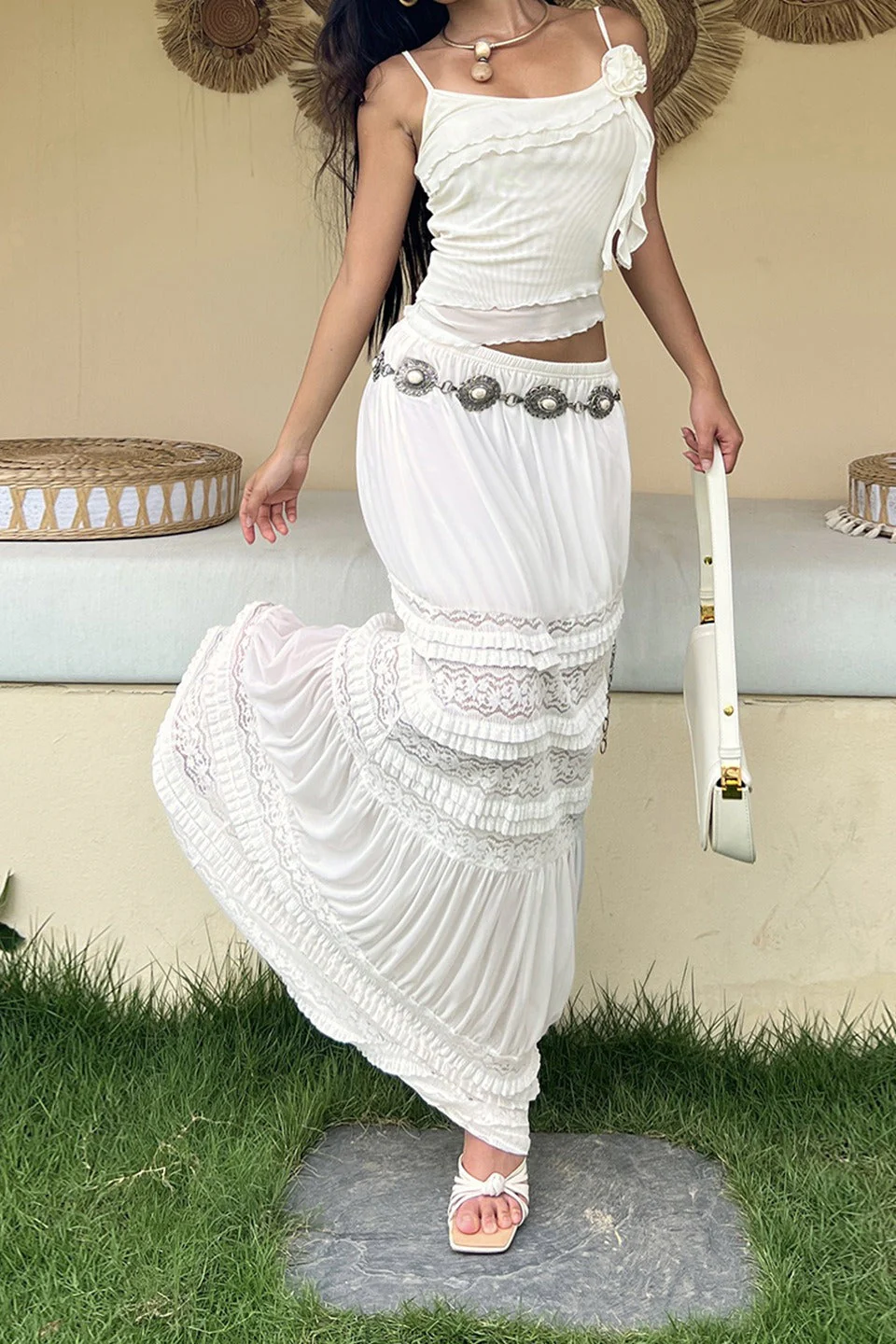 See-Through Lace Mesh Skirt - Image 3