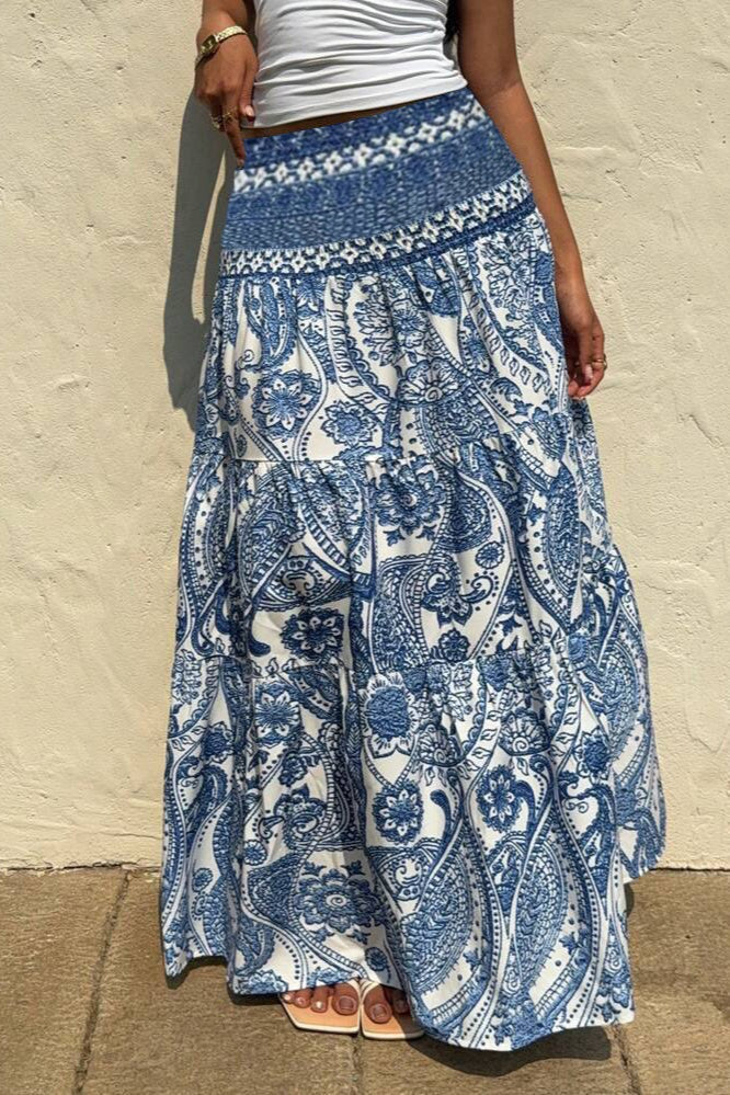 Casual Boho Printed Long Skirt - Image 3