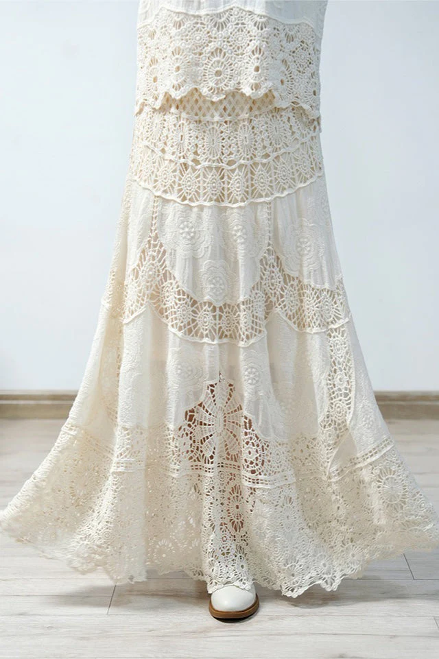 Crochet Lace A-Line Maxi Skirt - Image 3