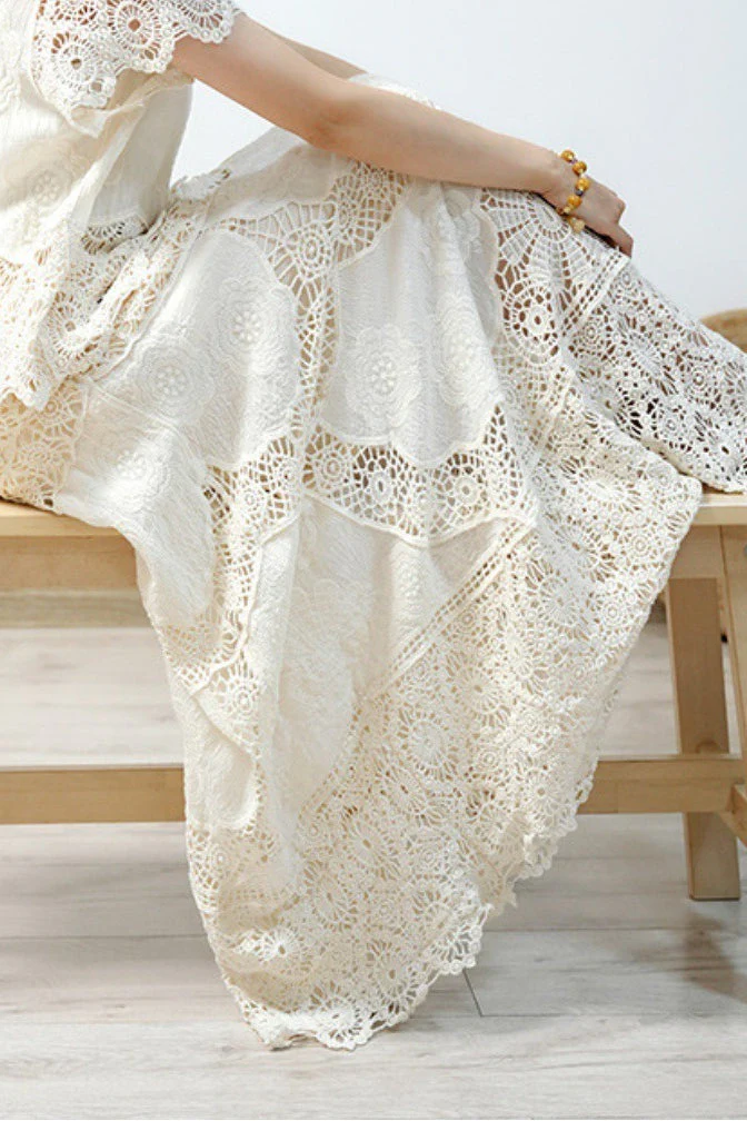Crochet Lace A-Line Maxi Skirt - Image 4