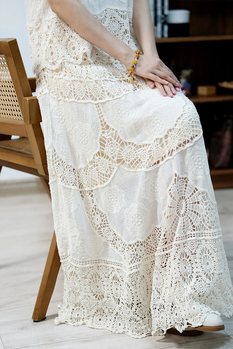 Crochet Lace A-Line Maxi Skirt - Image 5