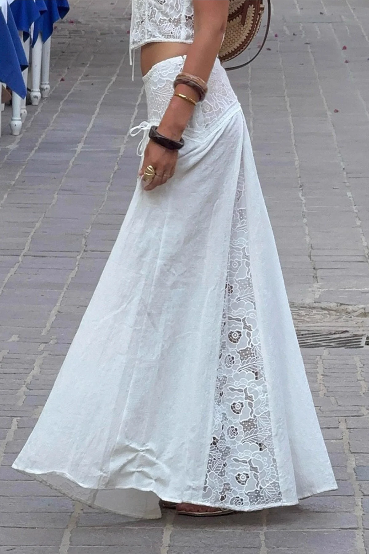 Boho Lace Patchwork Maxi Skirt - Image 3