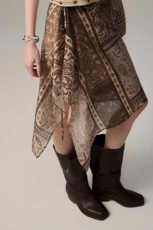 Retro Printed Overlap Midi Skirt - Image 3