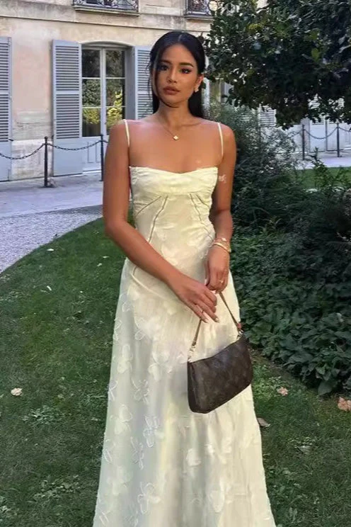 Vintage Cream Strap Floral Backless Maxi Dress - Image 2