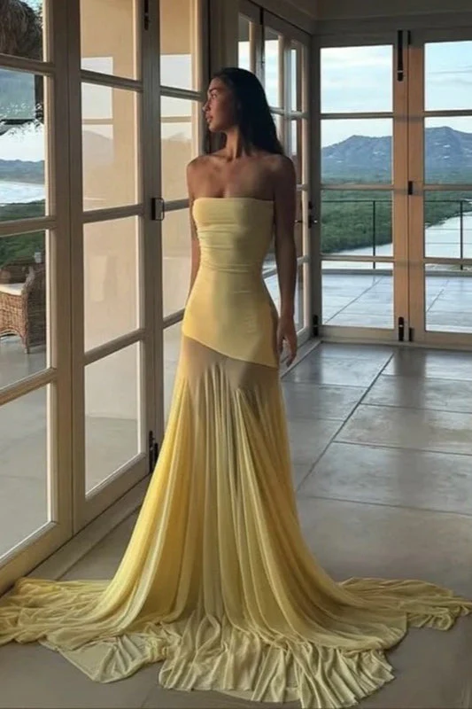 Solid Color Slim Fit High Waist Off-Shoulder Bandeau Maxi Dress - Image 3