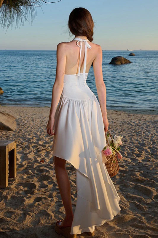 Fit High Waist Halter Neck Backless Maxi Dress - Image 3