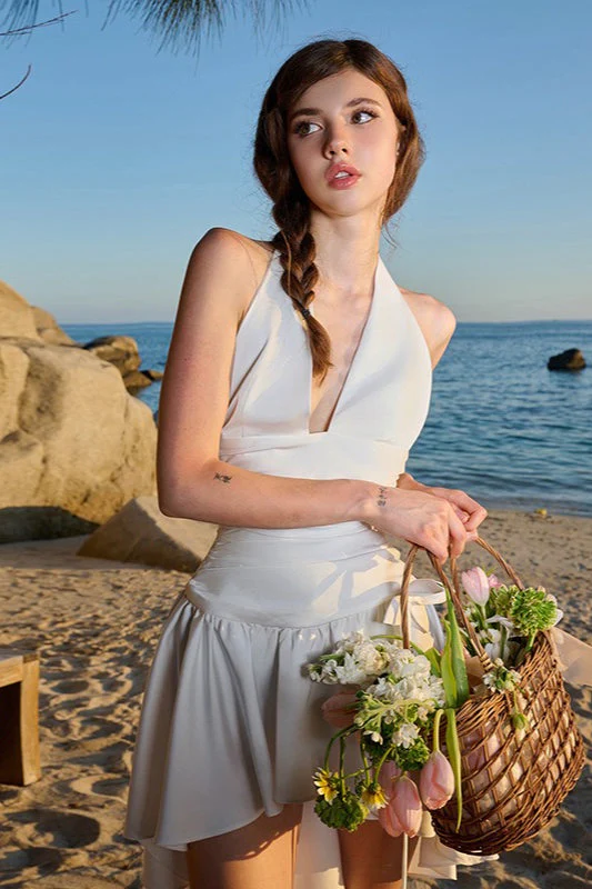 Fit High Waist Halter Neck Backless Maxi Dress - Image 5