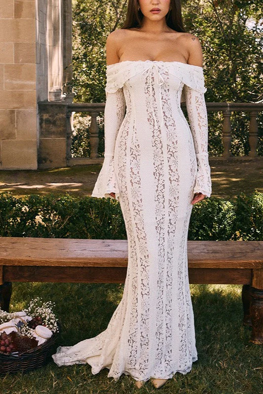 Strapless Lace Mermaid Maxi Dress - Image 3