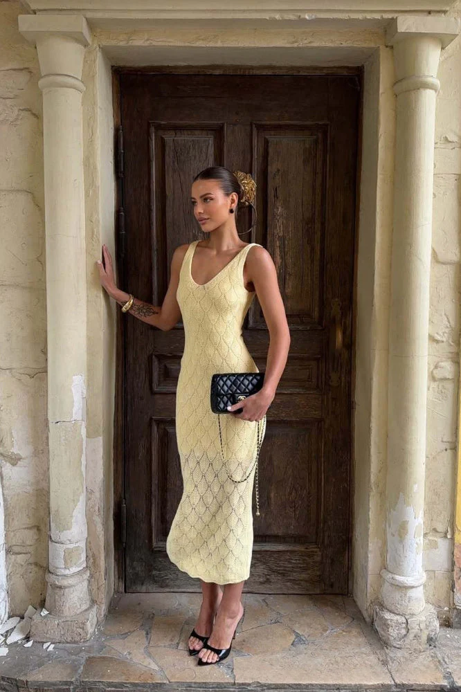 Knit Shell Hollow Out Maxi Dress - Image 3