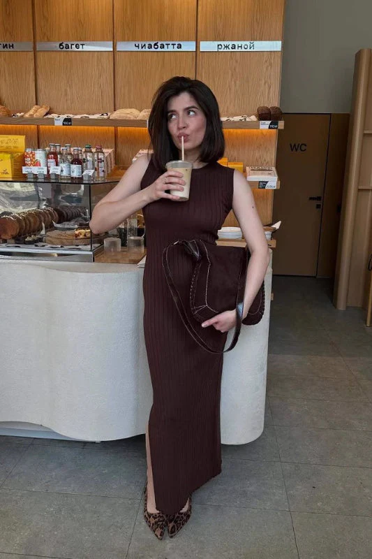 Solid Tank Split Maxi Dress - Image 3