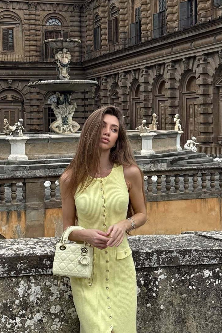 Slim Fit Button Knit Maxi Dress - Image 2