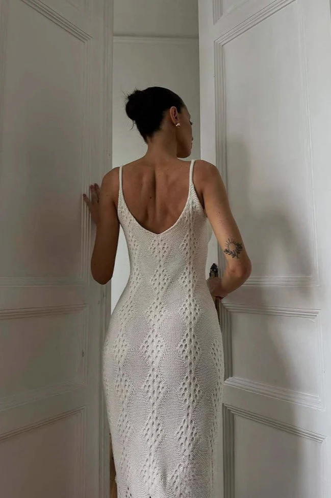 Solid V Neck Split Maxi Dress - Image 4
