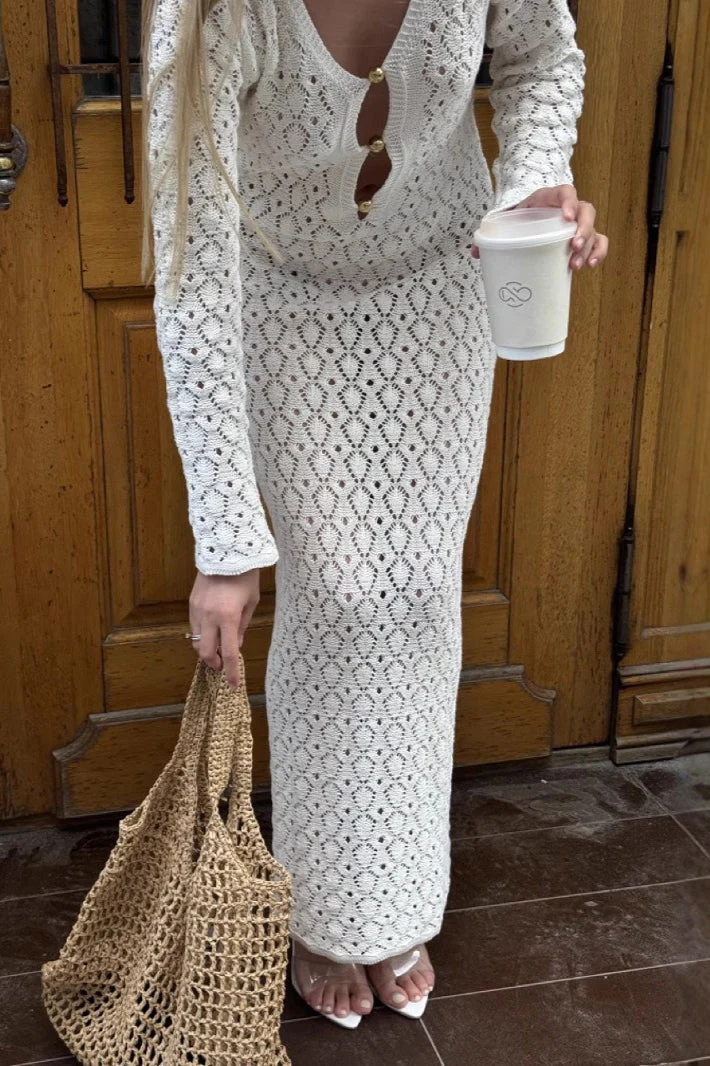 Diamond Crochet Knit Maxi Dress - Image 2