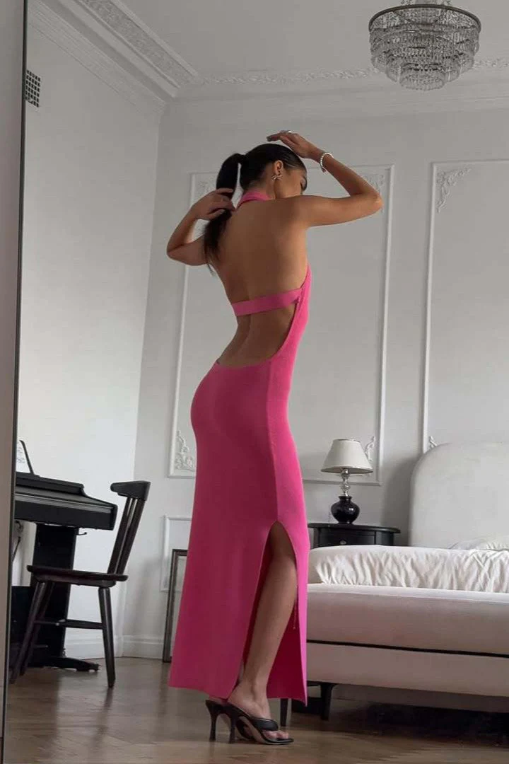 Sexy Bodycon Halter Maxi Dress - Image 2