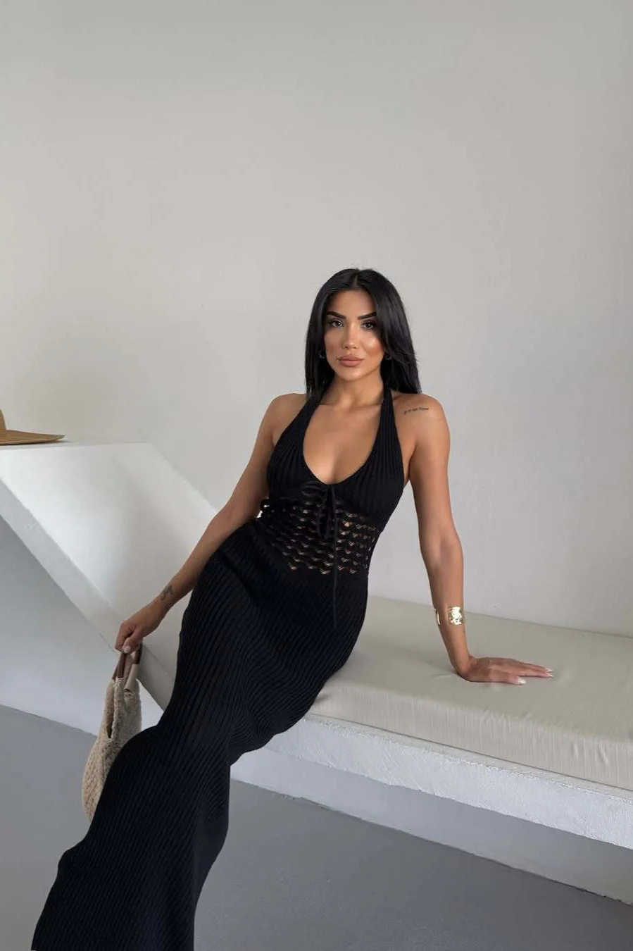 Sheer Halter Backless Maxi Dress - Image 4