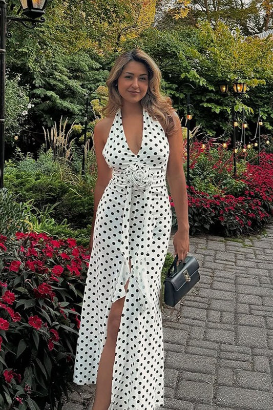 Polka Dot Sleeveless Bodycon Mermaid Maxi Dress - Image 4