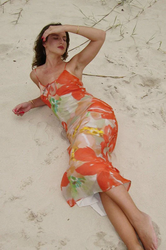 Floral Tie Back Cutout Cami Mermaid Maxi Dress - Image 4