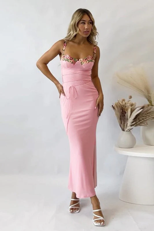 Floral Cup Detail Bodycon Maxi Dress - Image 3