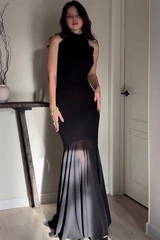 Solid Color Mesh Fitted Sexy Bodycon Maxi Dress - Image 3