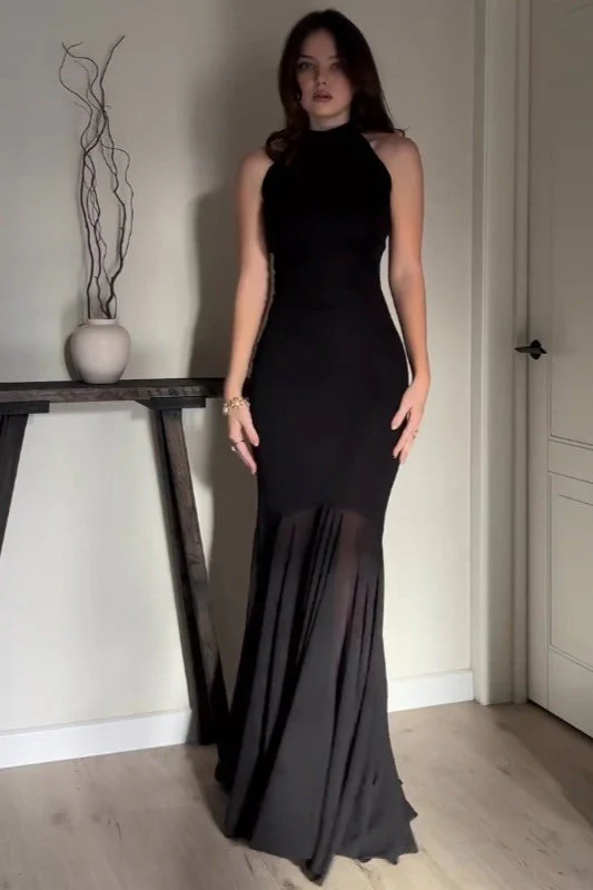 Solid Color Mesh Fitted Sexy Bodycon Maxi Dress - Image 5