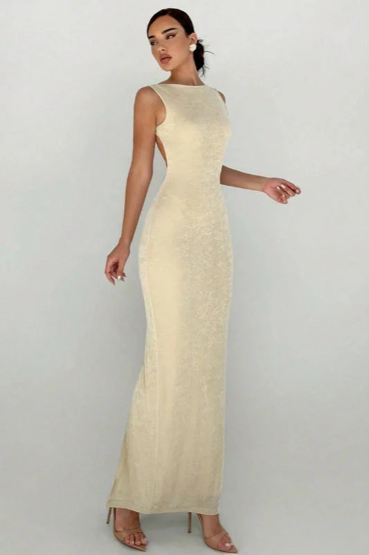 Sleeveless Fitted Backless Split Maxi Dress - Image 3