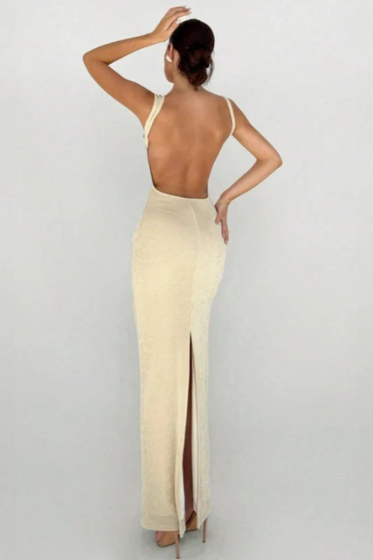 Sleeveless Fitted Backless Split Maxi Dress - Image 4